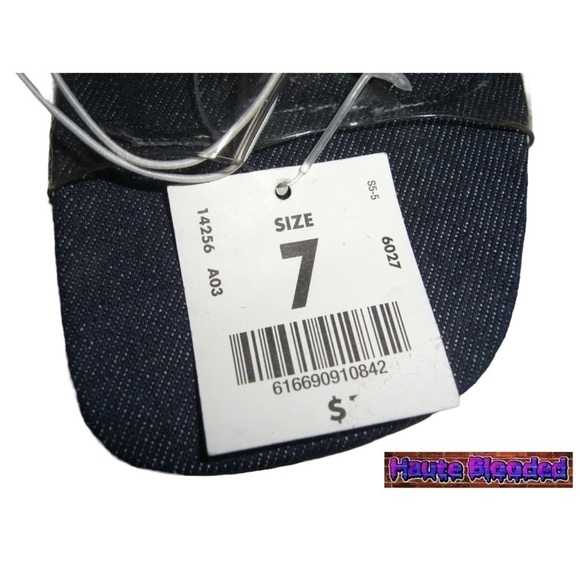 Vintage 90s y2k Deadstock Clear Lucite Plastic Denim Slides Square Toe Heels 7 - Picture 13 of 15